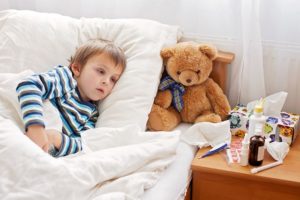 ребенок, простуда, грипп, болезнь, кровать